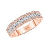 14K Gold Diamond 3 Row Baguette And Round Band Elsa Band