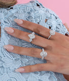 14K Gold Natural Pear Diamond Cluster Engagement Ring