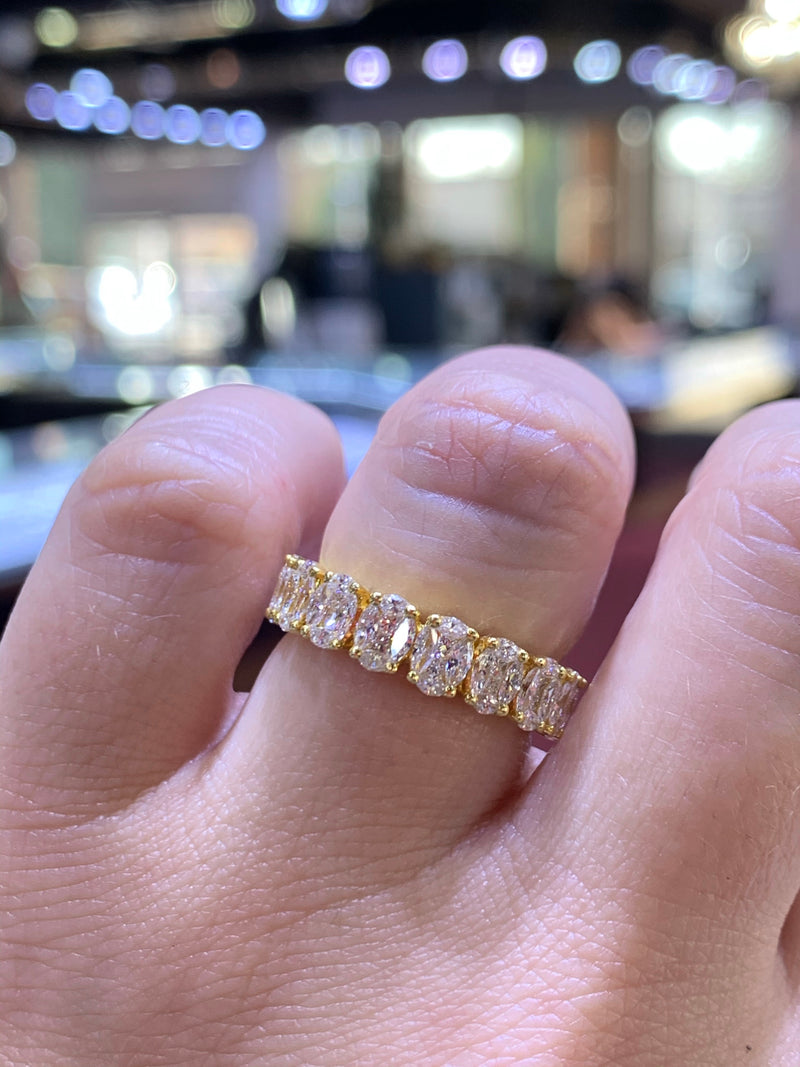 14K Gold Oval Cluster Diamond Band