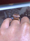 Double Under Halo Cushion Morganite Engagement Ring