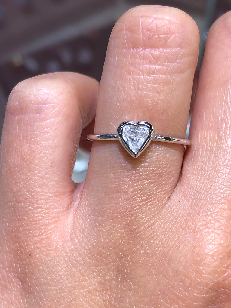 Heart Diamond Delicate Engagement Ring | sillyshinydiamonds