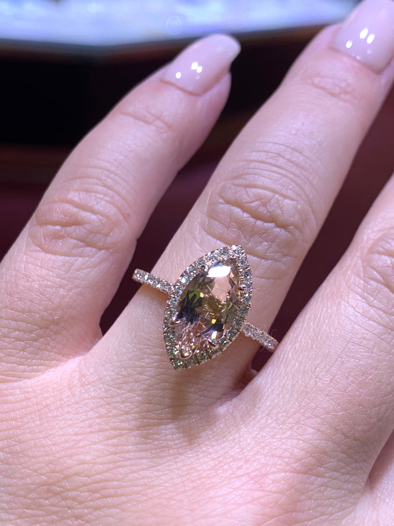 marquise 2 carat morganite engagement ring