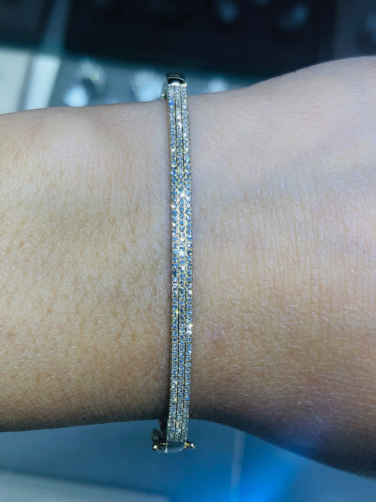 18k White Gold 6.65ct 6 Row Diamond by the Yard Wide Flexible Statement  Bracelet For Sale at 1stDibs | white gold statement bracelets