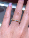 14K Gold Diamond Antique Style Art Deco Small Bezel Set Eternity Band