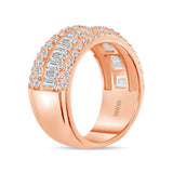 14K Gold Diamond Baguette and Round Band