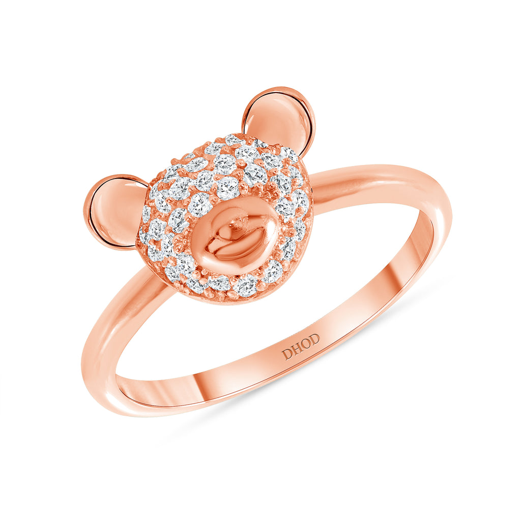 Cute Teddy Bear Gold Ladies Ring |