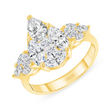 14K Gold Natural Pear Diamond Cluster Engagement Ring