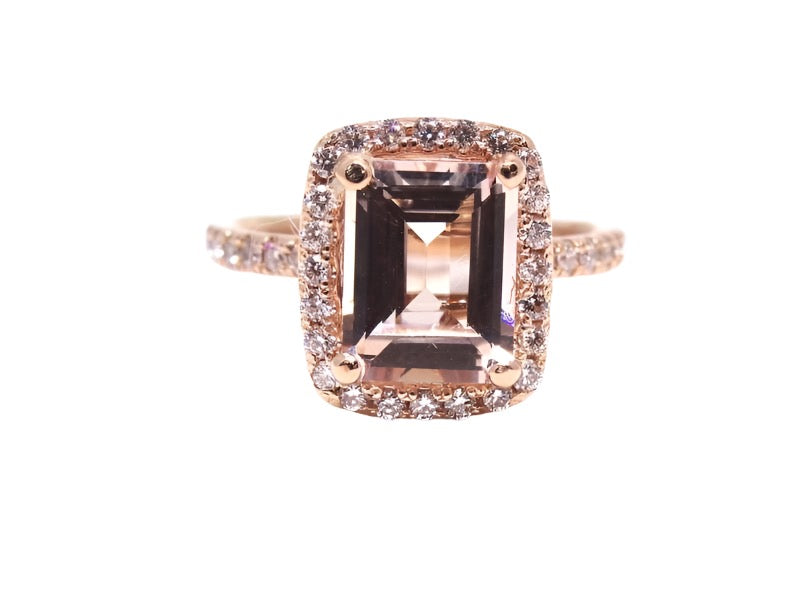 Emerald Cut Morganite Engagement Ring