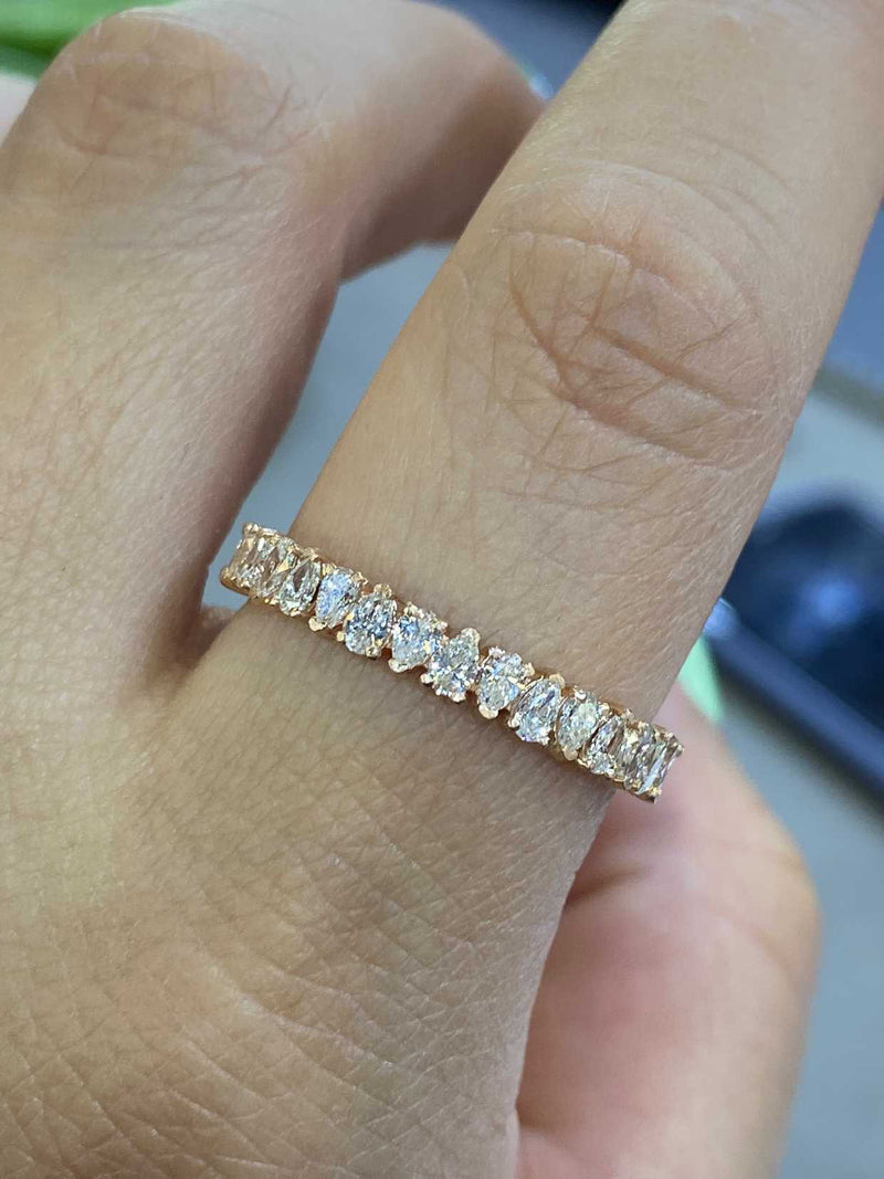 14K Gold Opposite Diamond Pear Eternity Band