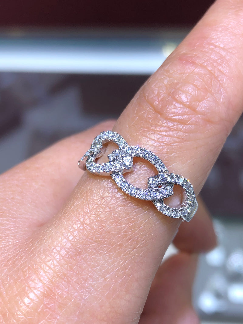 Gold Diamond Marquise Link Ring