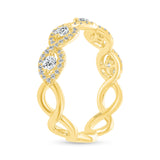 14K Gold Marquise Halo with Round Diamond Band