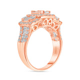 14K Gold Three Natural Diamond Cluster Engagement Ring