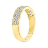 14K Gold Diamond 3 Row Baguette And Round Band Elsa Band
