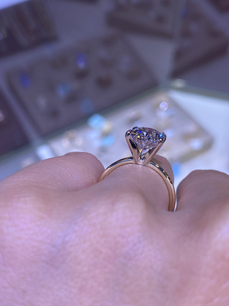 14K White and Yellow Gold 3.00 Carat Oval Lab Grown Diamond Solitaire Engagement Ring