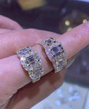 14K Gold Three Natural Diamond Cluster Engagement Ring