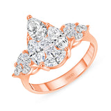14K Gold Natural Pear Diamond Cluster Engagement Ring
