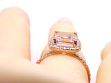 14k Emerald Cut Morganite Engagement Ring