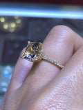 14K Gold Diamond Double Under Halo with Cushion Cut Morganite Engagement Ring
