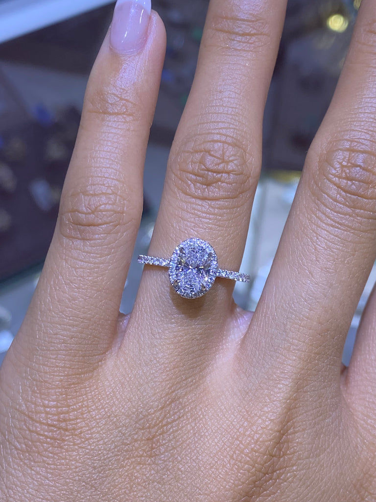 Oval lab top created diamond ring